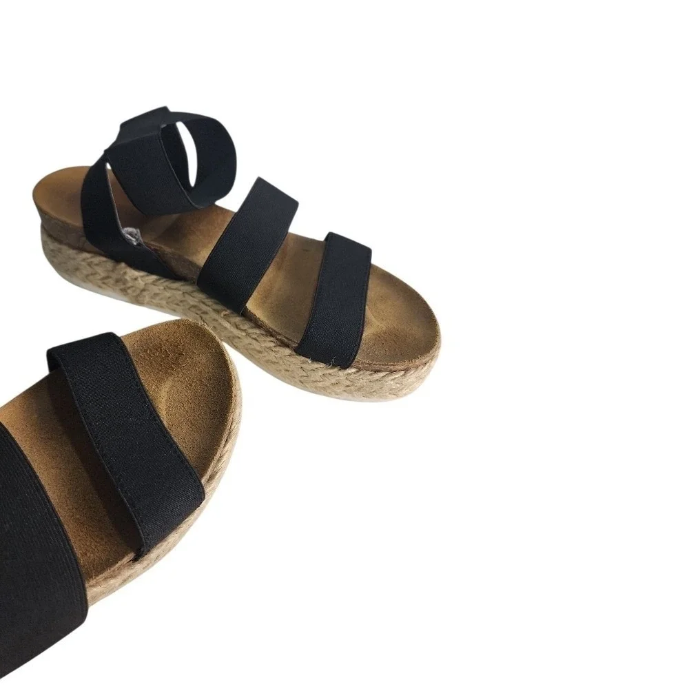 Unbranded Platform Espadrille Sandals Women Sz 8.5 Black Summer Boho Comfort